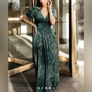 Baltic Born * 2XL Leslie Velvet Maxi Dress Emerald NWOT